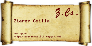 Zierer Csilla névjegykártya